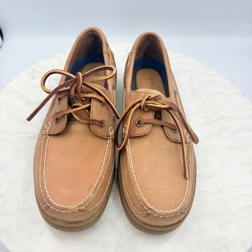 Sperry Boat Shoes Mens 7M Tan Leather Original Loafers Uniform Preppy School